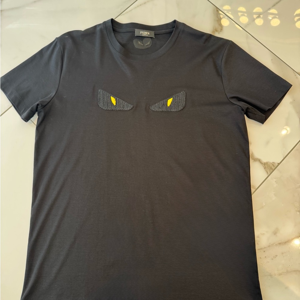 Fendi Charcoal Tee with Yellow Eye Motif